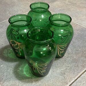 Elegant Green Glass Vases Set Bud vases